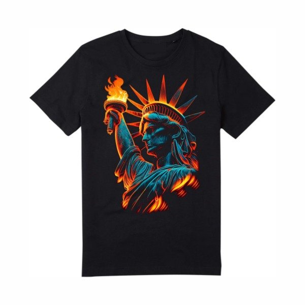 Producto - Remera New York Estatua de la Libertad On Fire Premium Usa Estados Unidos
