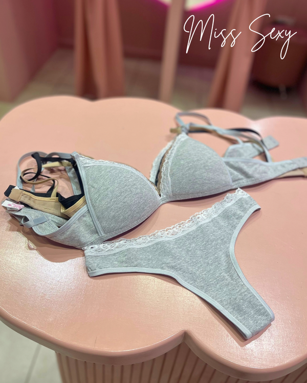 Producto - Conjunto taza soft de algodón y puntilla