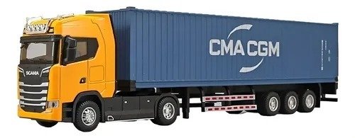 Producto - Camión de Juguete Scania con Acoplado Contenedor AMARILLO - 0