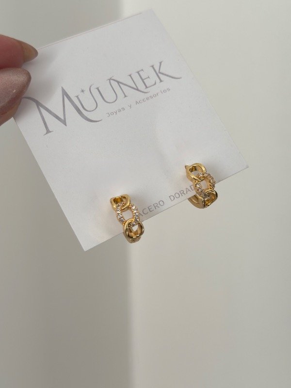 Producto - Aros dorados cubano italiano chain micropave - 2
