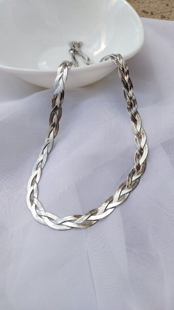 Producto - Cadena eslabón cobra entrelazada 40+5cm x 6mm de ancho