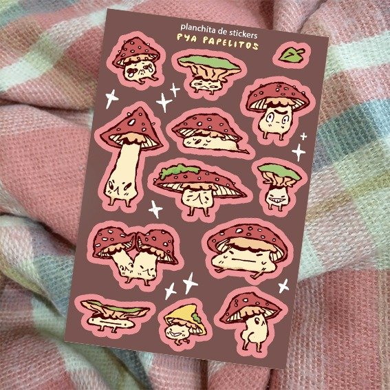 Producto - planchita de stickers "hongos"