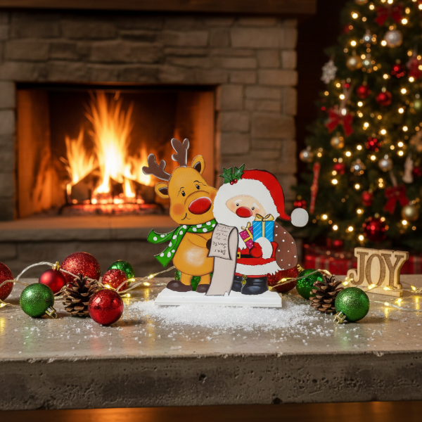 Producto - ADORNO PAPA NOEL Y RENO NAVIDAD