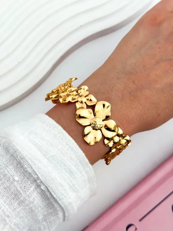 Producto - Pulsera Rígida Flowers Gold