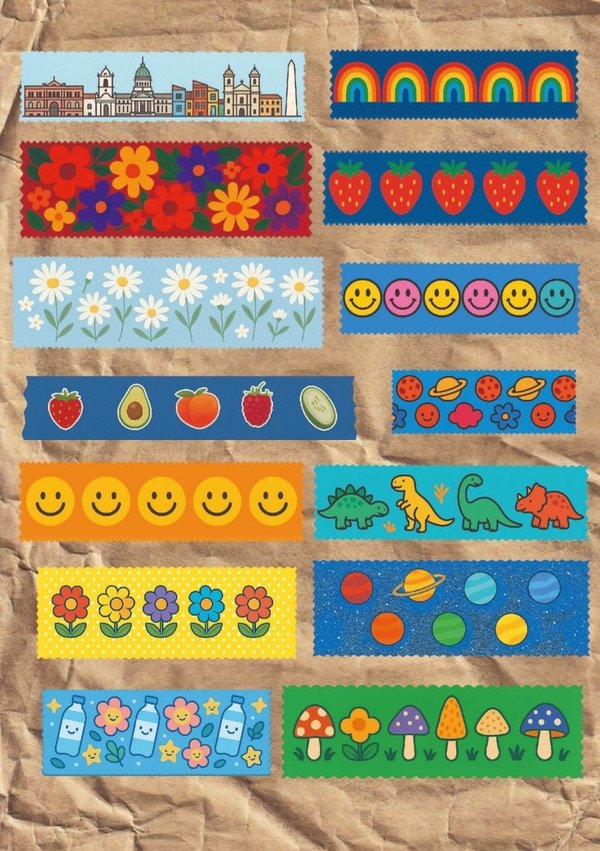 Producto - Plancha de stickers A5 Washi tape