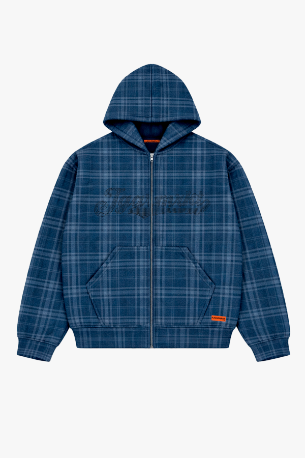 Producto - Hoodie zip tartan BLACK strass