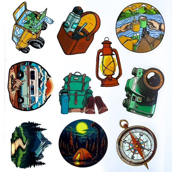 Producto - Plancha de Stickers Camping