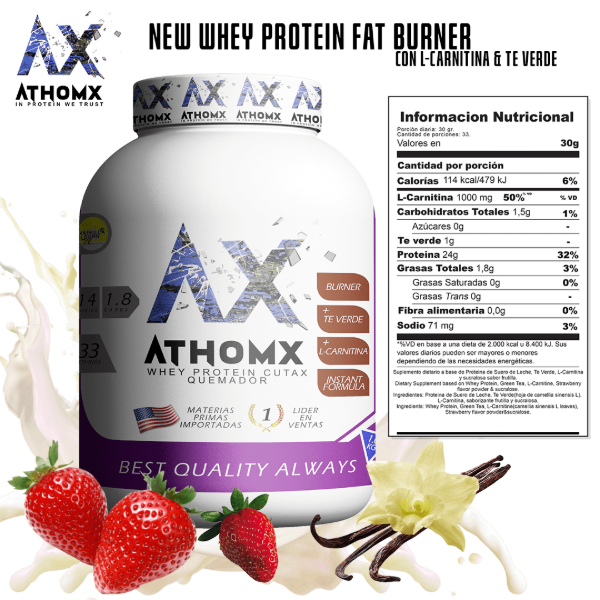 Producto - CutaX Whey Protein Quemador de Grasa + L-Carnitina + Te Verde AthomX 1 Kg - 1