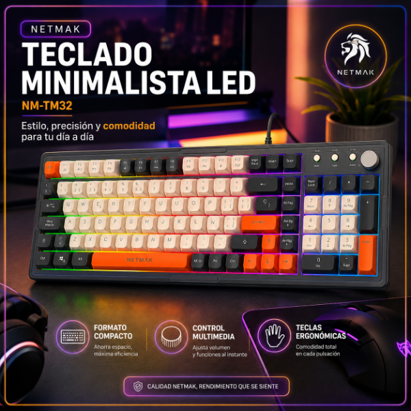Producto - TECLADO NETMAK GAMER RETROILUMINADO USB NM-TM32