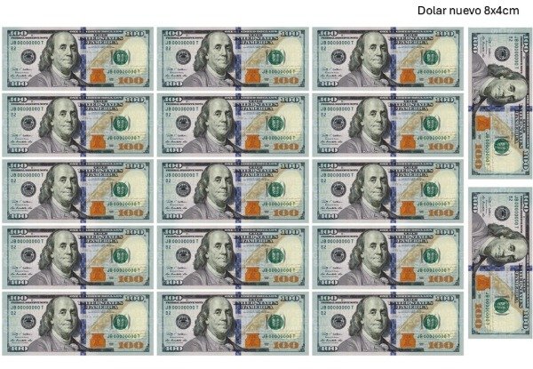 Producto - LAMINA COMESTIBLE DOLAR NUEVO 8x4CM - 0
