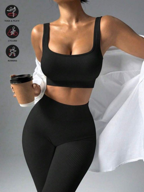 Producto - SHEIN Conjunto Canale Calza y Top Negro