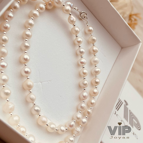 Producto - Chocker Perlas Rio y Plata 925