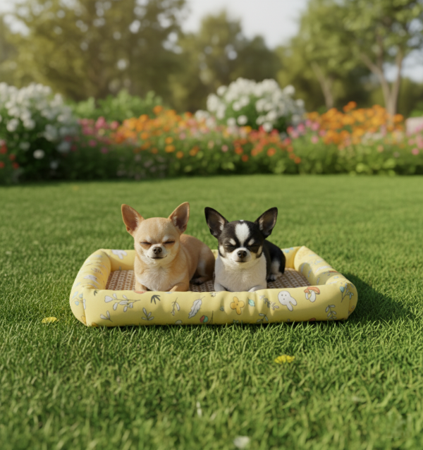 Producto - Camita de bambú amarilla con conejitos