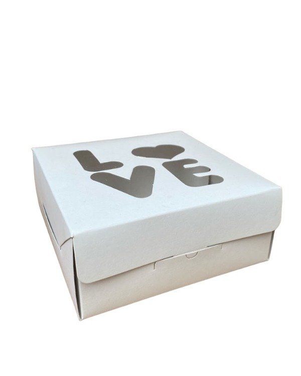 Producto - caja blanca con visor LOVE 20x20x10 cm