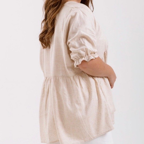 Producto - Blusa de lino v frunce 7003 - 2