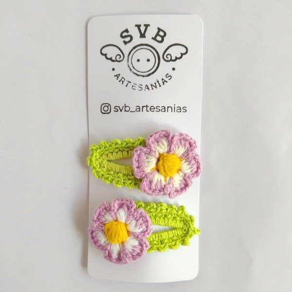 Producto - Hebillas para el pelo de flor tejida crochet