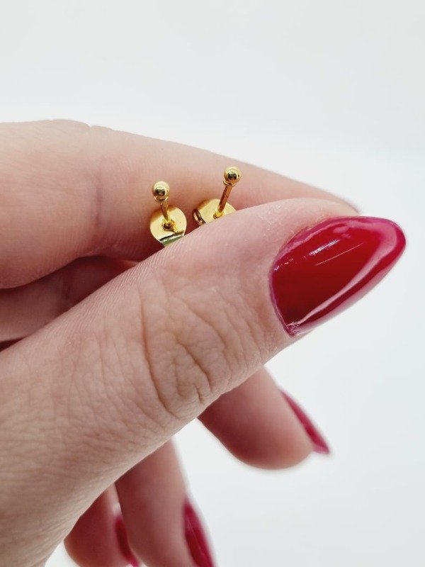 Producto - Aros acero dorado pasante bolita plat micro/mini/med/gde