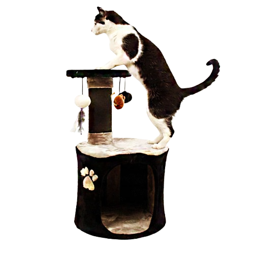 Producto - Rascador con 3 juguetes 65 cm de altura