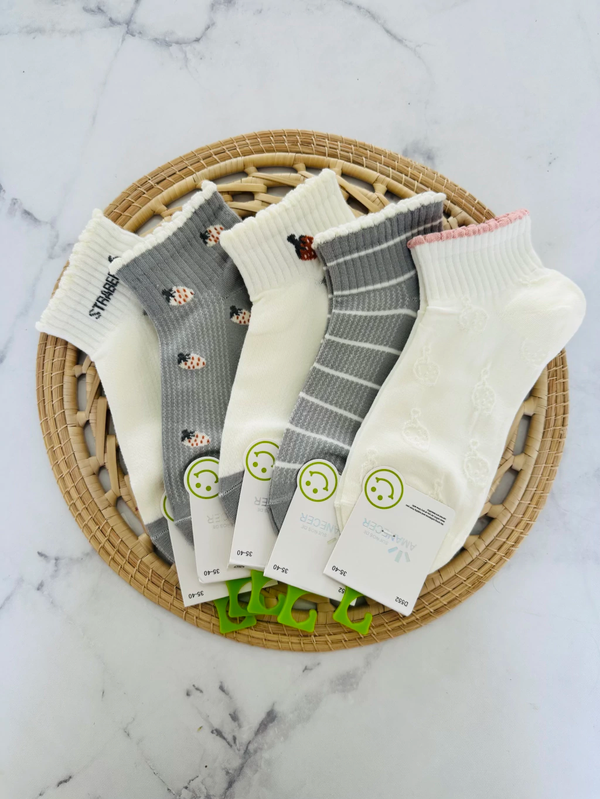 Producto - DOCENA MEDIA CAÑA AMANECER frutilla gris y blanco - adulto DAMA
