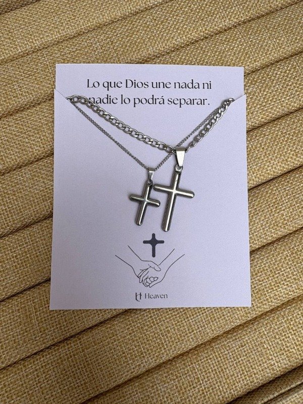 Producto - Combo collares cruz plateado para compartir