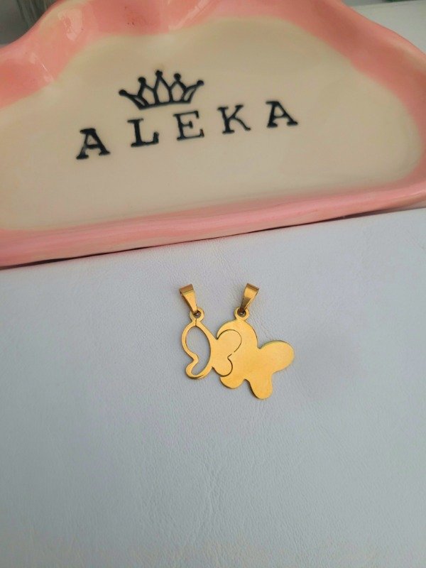 Producto - Dije mariposas para compartir de acero dorado - 1