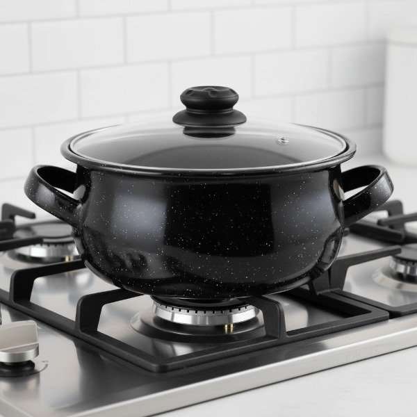 Producto - OLLA CACEROLA ENLOZADA VITRIFICADA 24CM TAPA DE VIDRIO JOVIFEL - 3