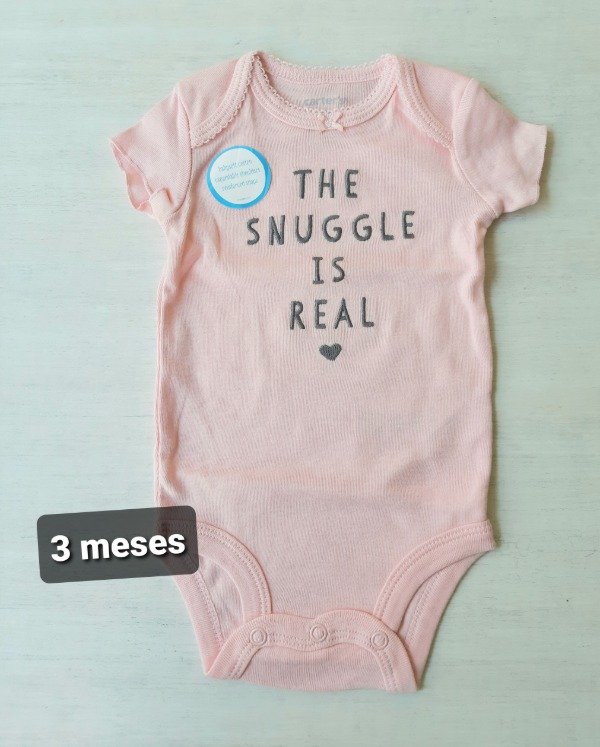 Body carters manga corta 3 meses rosa bordado