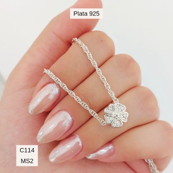 Producto - Cadena tourbillon y dije charms flor m. pave