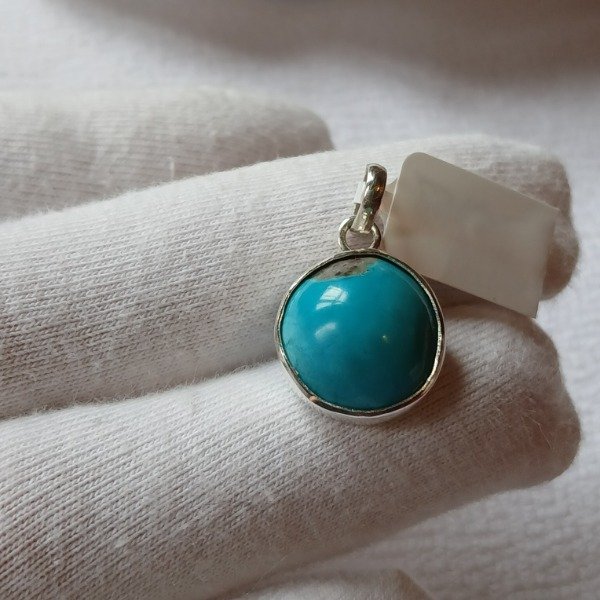 Producto - Dije Plata 925 con turquesa Irani redonda