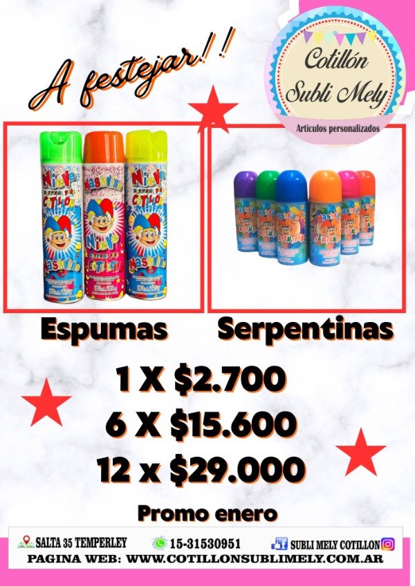 Producto - PROMO ESPUMAS Y SERPENTINAS