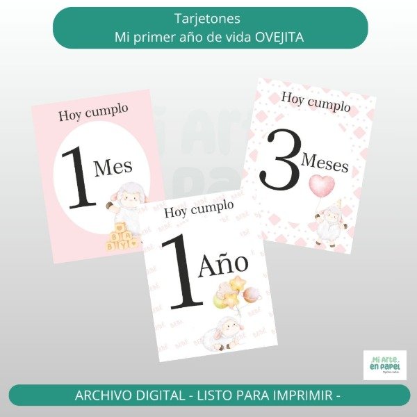 Producto - Libro de recuerdos imprimible "Mi primer Año de vida  OVEJITA" - 2