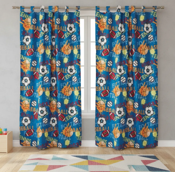 Producto - Juego de Cortinas "Azul Pelotas" 135 x 205 cm