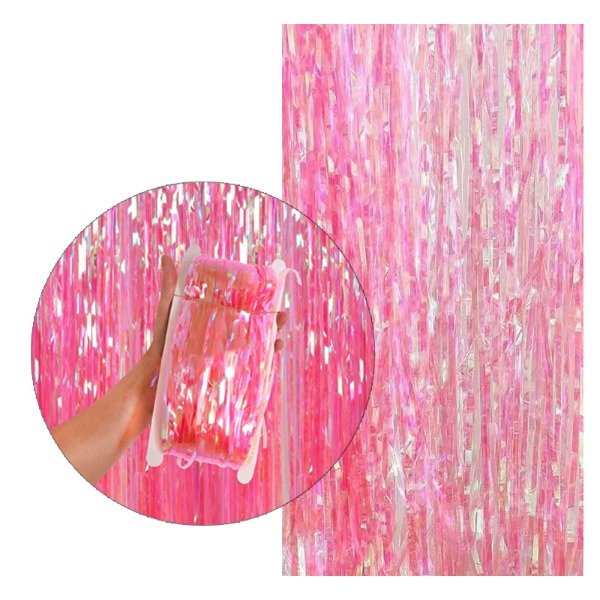 Producto - Cortina lluvia iridiscente color rosa