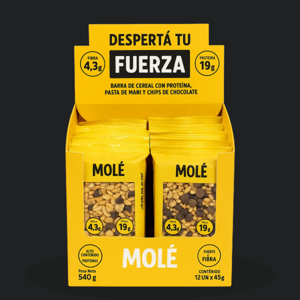 Producto - Barritas Molé Fuerza X 12 pasta de mani y chips de chocolate