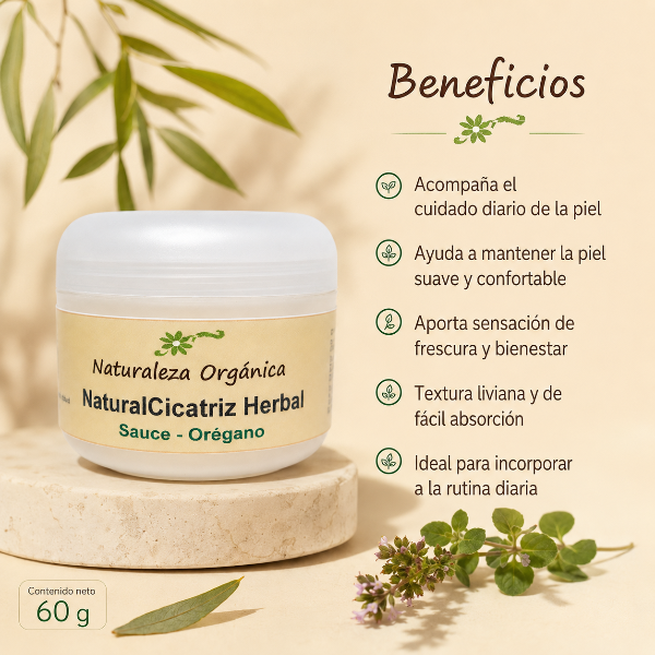 Producto - Crema Regeneradora NaturalCicatriz Herbal con Sauce y Orégano - 1