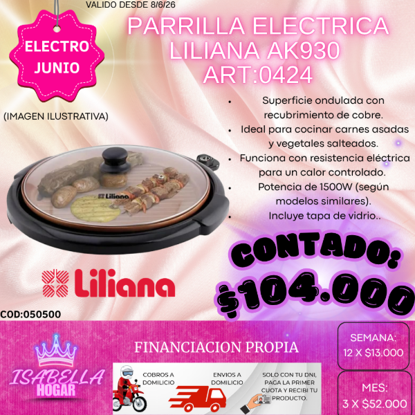 Producto - PARRILLA ELECTRICA LILIANA ART: AK930 / COD: 048500