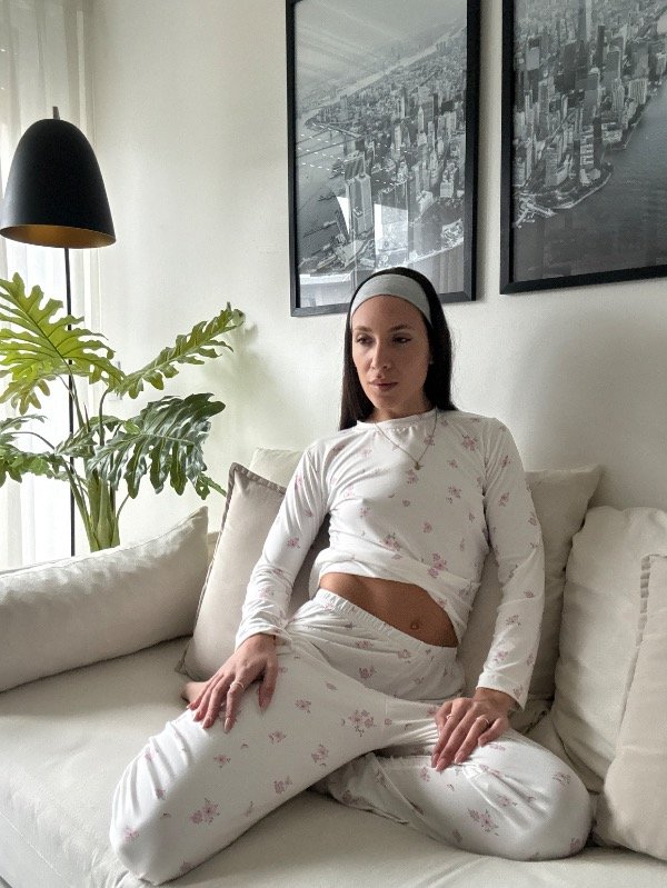 Producto - Pijama Algodon Soft Blanco con Florecitas - 3