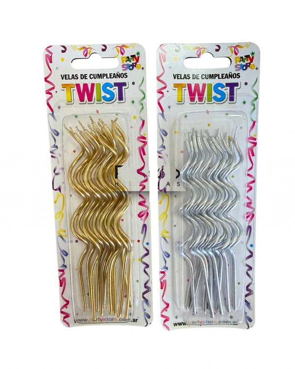 Producto - Velas TWIST plata-oro x12 uni