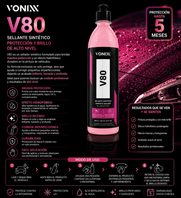 Producto - Vonixx V80 Sellador Sintético Protección Hidrofóbica Premium