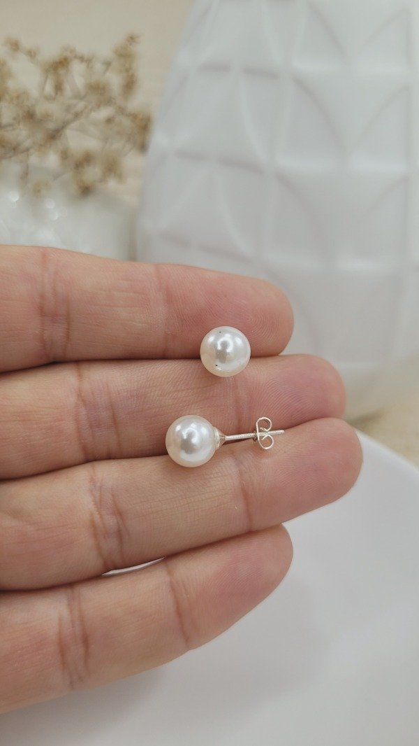 Producto - Aros de Plata Perla 9mm (AR219)