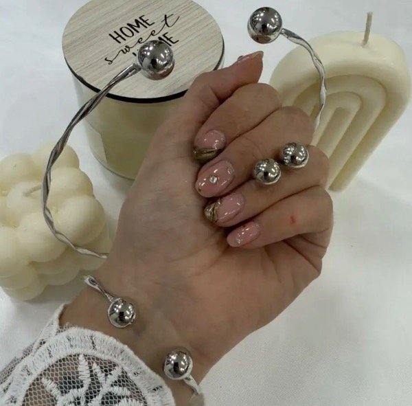Producto - Set perla acero blanco- chocker, esclava y aros
