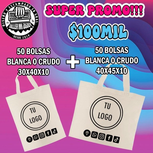 Producto - Combo Ecologico Personalizado- 100 Bolsas con tu logo
