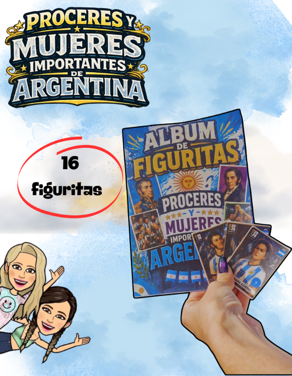 Producto - ÁLBUM DE FIGURITAS: PRÓCERES Y MUJERES IMPORTANTES DE ARGENTINA. ESTILO MUNDIAL