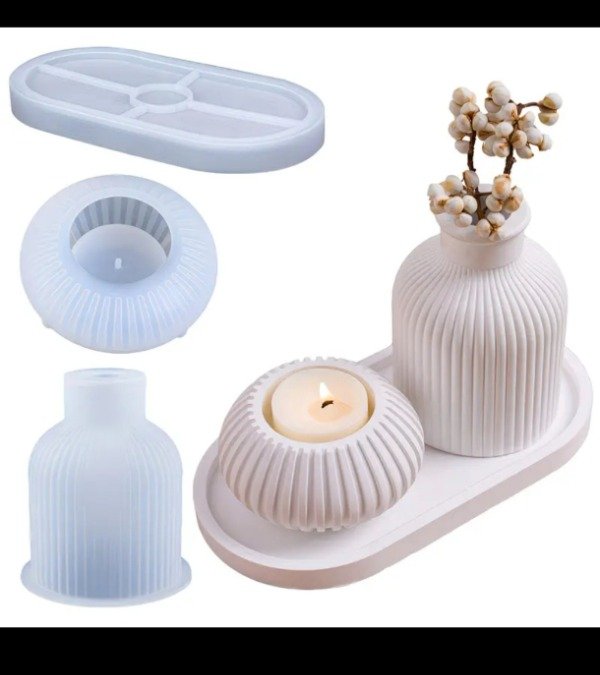 Producto - Combo oval, florero, portavela