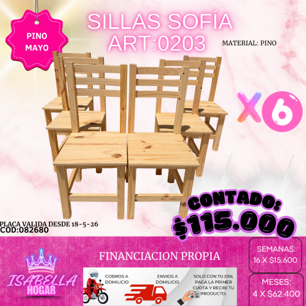 Producto - SILLAS DE PINO SOFIA X6