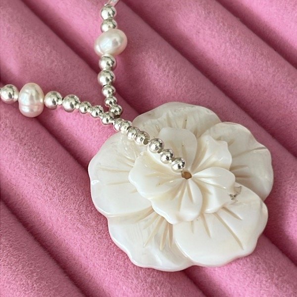 Producto - Conjunto Flor Nacar, perlas y plata 900