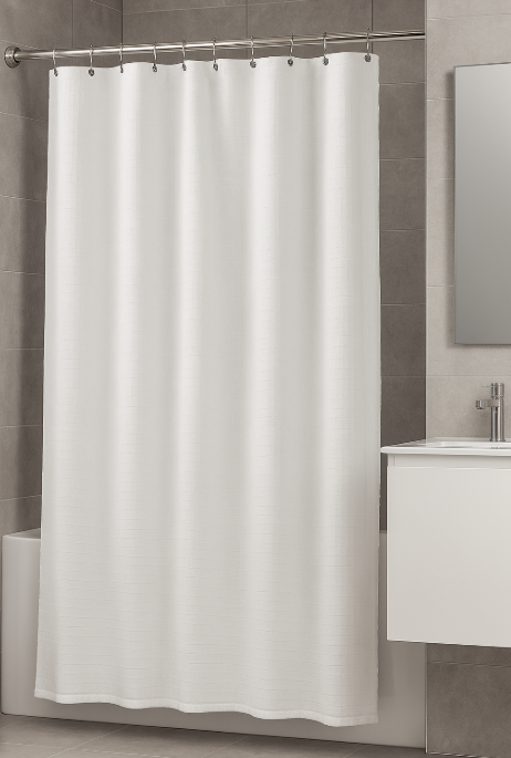 Producto - Cortina De Baño De Poliester 180 X 180 Cm Con 12 Ganchos Roller 55099