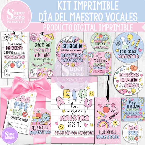 Producto - KIT IMPRIMIBLE DÍA DEL MAESTRO VOCALES