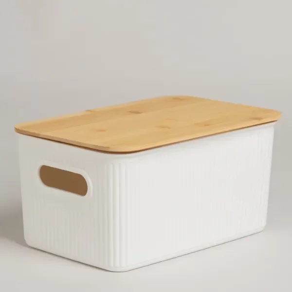 Producto - Caja de pp con tapa bambú Mediana