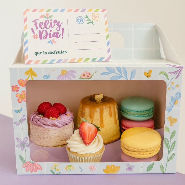Producto - MALETÍN DESAYUNO CON VISOR - Diseño "BOTÁNICO"  + POSTAL 25X14X13